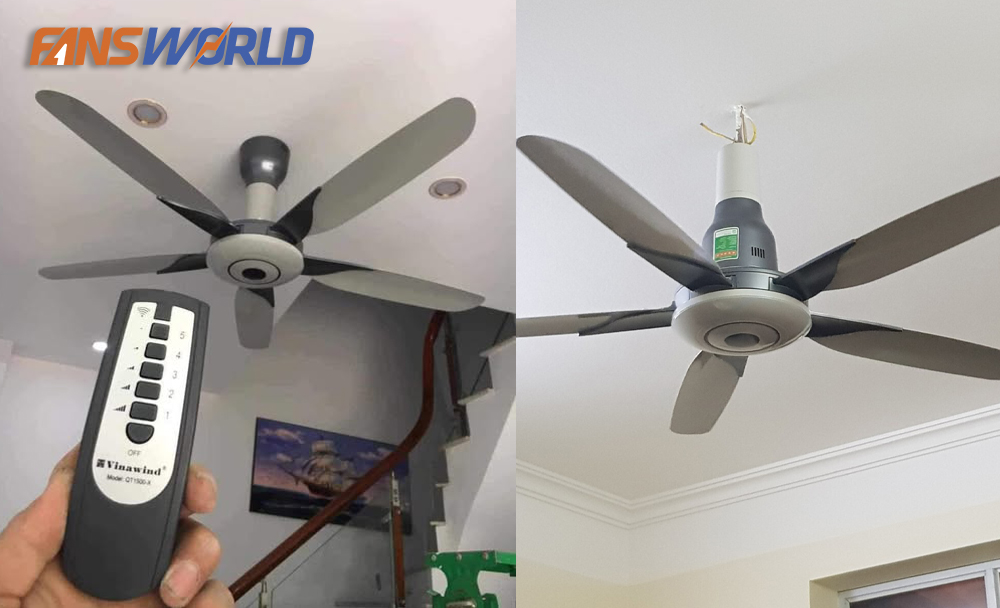 Quạt trần Vinawind 5 cánh QT1500X có điều khiển từ xa