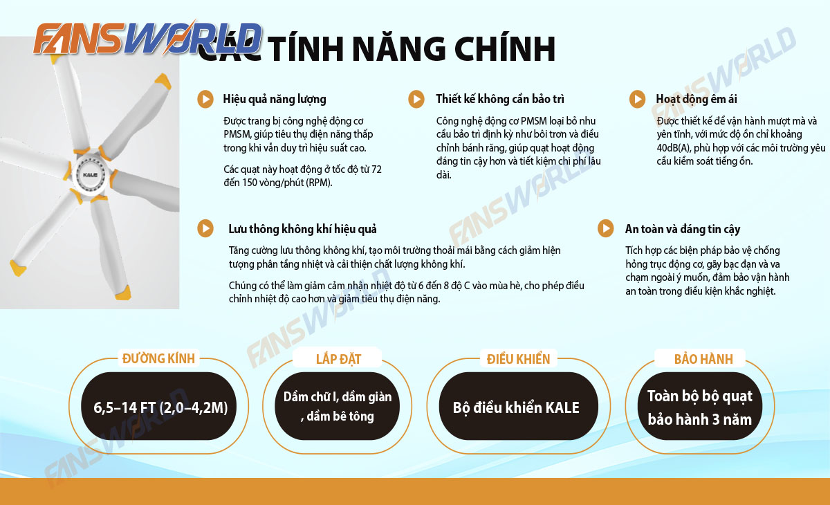 Ưu điểm của Quạt trần công nghiệp 4.2m