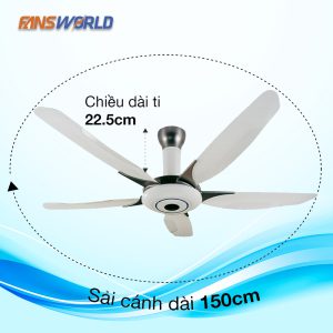 Quạt trần Panasonic 5 cánh F 60WWK